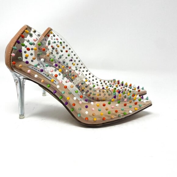 Steve Madden Vala Luiza Multi Color Rainbow Spike Pump Heel Size 6.5 - Picture 4 of 9